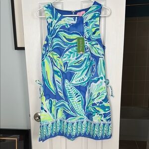 NWT Lilly Pulitzer Blue and Green Tropical Romper, Size 6